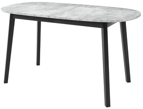 Τραπέζι Edmond 114, Γκρι μάρμαρο, Μαύρο, 77x80x150cm, 29 kg, Επιμήκυνση, Πλαστικοποιημένη μοριοσανίδα, Ξύλο | Epipla1.gr
