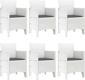 vidaXL Σέτ φαγητού για κήπο 7 pcs Λευκό Rattan Polt