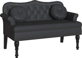 vidaXL Καναπές Chesterfield Μαύρο 120,5 x 65 x 75 εκ. Τεχνητό Δέρμα