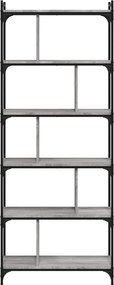 vidaXL Βιβλιοθήκη 6 Επιπέδων Γκρι Sonoma 76 x 32 x 192 εκ. Επεξ. Ξύλο