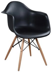 Armchair with wooden legs and black seat Mirto  64x60x81 cm