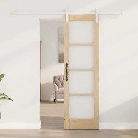 vidaXL Συρόμενη Πόρτα Καφέ 61 x 198.5 εκ. Μασίφ ξύλο πεύκου