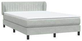 Κρεβάτι Boxspring με Στρώμα Ανοιχτό Γκρι 160x210 εκ. Βελούδινο - Γκρι