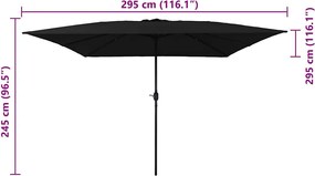 vidaXL Ομπρέλα Κήπου Μαύρο 295 x 295 x 245 εκ Πολυεστέρας και Χάλυβας