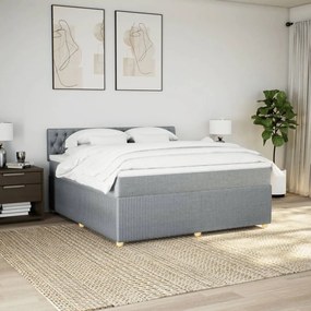 vidaXL Κρεβάτι Boxspring με Στρώμα Ανοιχτό Γκρι 180x200 εκ. Υφασμάτινο