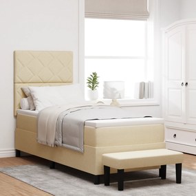 vidaXL Κρεβάτι Box Spring με Στρώμα & Πάγκο Κρέμα 80x200 εκ Υφάσματος