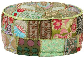 vidaXL Πουφ Patchwork Στρογγυλό Χειροποίητο Πράσινο 40x20 εκ. Βαμβάκι