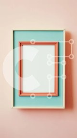 Intra Συλλεκτικό Ξύλινο Παζλ Plywood  4mm - Κενό λευκό πλαίσιο σε τοίχο σε χρώμα ροδακινί Σε Ξύλινο Κουτί - Διαστάσεις Puzzle: 10x10 cm – 25 κομμάτια