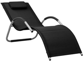 vidaXL Ξαπλώστρα Μαύρη / Γκρι από Textilene