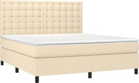 vidaXL Κρεβάτι Boxspring με Στρώμα Κρεμ 160x200 εκ. Υφασμάτινο