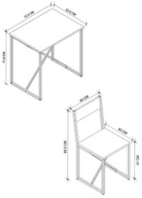 Τραπεζαρία Maysa Megapap Σετ 3 τμχ χρώμα pine oak 72,5x52,5x71,8εκ.