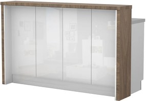 Πάγκος νησίδας Raval-Μήκος: 160 εκ.-Λευκό γυαλιστερό-Carini Wallnut