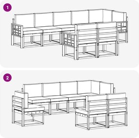 vidaXL Σειρά Καναπέ Εξωτερικού 8 pcs Άσπρο και Ανθρακί Πολυεστέρας