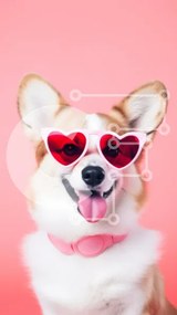 Σετ των 2 Intra Συλλεκτικό Ξύλινο Παζλ Plywood  4mm - Σκύλος Corgi με γυαλιά ηλίου σε σχήμα καρδιάς Σε Ξύλινο Κουτί - Διαστάσεις: 10x10 cm – 25 κομμάτια