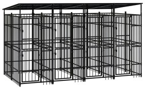 Κλουβί Σκύλου Εξωτερικού Χώρου με Οροφή 7,37 μ² από Ατσάλι - Μαύρο