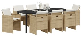 vidaXL Σετ Εξωτερικής Τραπεζαρίας 9 τεμαχίων με Μαξιλάρια Μπεζ Πολυ-Ρατάν