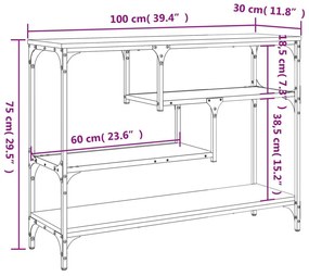 Τραπέζι Κονσόλα Sonoma Δρυς 100x30x75 εκ. Επεξεργασμένο Ξύλο - Καφέ