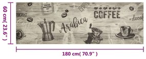 vidaXL Χαλί Κουζίνας Πλενόμενο Γκρι Επιγρ. Coffee 60x180 εκ. Βελούδο