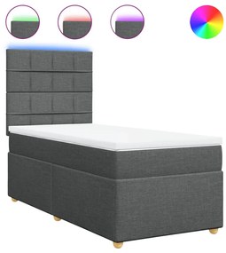 vidaXL Κρεβάτι Boxspring με Στρώμα Σκούρο Γκρι 100x200 εκ. Υφασμάτινο