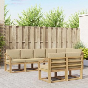 vidaXL Σειρά Καναπέ Εξωτερικού 8 pcs Λευκό και Μπεζ Πολυεστέρας