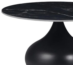 Βοηθητικό τραπέζι Kirkene Inart sintered stone σε απόχρωση μαύρο μαρμάρου με μαύρο μέταλλο Φ70x40εκ 70x70x40 εκ.