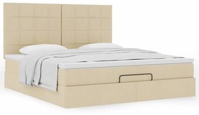 vidaXL Οθωμανικό κρεβάτι με στρώμα Cream 180x200cm ύφασμα