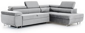 Γωνιακός καναπές Κρεβάτι Annabelle L, με αποθηκευτικό χώρο, γκρί ανοιχτό βελουτέ 270x98x200cm-Δεξιά γωνία-BOG9856