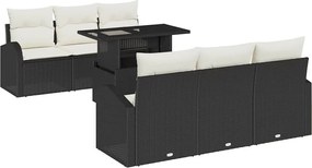vidaXL Σετ Καναπέ Κήπου με μαξιλάρι 7 pcs Μαύρο Πολυ ράταν