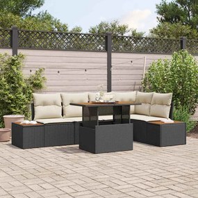 vidaXL Σέτ φαγητού για κήπο 6 pcs Μαύρο, Μπεζ 100 x 55 x 73 εκ
