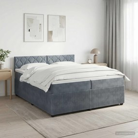 vidaXL Κρεβάτι box spring με στρώμα Σκούρο Γκρι 200 x 200 cm Βελούδο