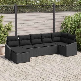 vidaXL Σετ Καναπέ με μαξιλάρι 7 pcs Μαύρο συνθετικό ρατάν