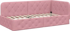 vidaXL Κρεβάτι Γωνίας Ροζ 100 x 200 cm Βελούδο