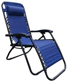 Πολυθρόνα με Υποπόδιο Super Relax Ε618,2 165x65x112cm Anthracite-Textilene Blue