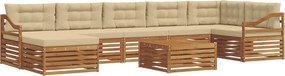 vidaXL Σειρά Καναπέ Εξωτερικού με μαξιλάρι 8 pcs Φυσικό και Μπεζ