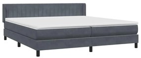 Box Spring Κρεβάτι με στρώμα Σκούρο γκρι 180x220 εκ. Βελούδινο - Γκρι