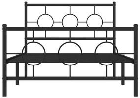 Πλαίσιο Κρεβατιού με Κεφαλάρι&amp;Ποδαρικό Μαύρο 107x20 εκ. Μέταλλο - Μαύρο