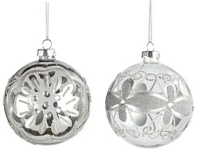 JΚ Home Décor - Μπάλα Γυάλινη Ασημί 2Σχδ 8cm