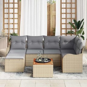 vidaXL Σετ Καναπέ Κήπου 7 pcs Beige, ανοιχτό γκρι