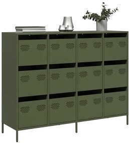 vidaXL Sideboard Olive Green 135x39x103,5 cm Ατσάλι ψυχρής έλασης