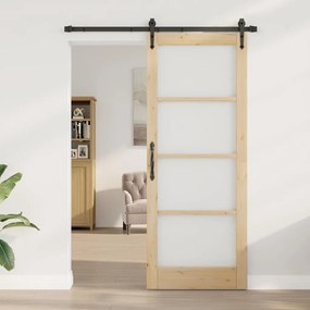 vidaXL Συρόμενη Πόρτα ORKDAL Καφέ 83 x 211 εκ. Ξύλο και μέταλλο