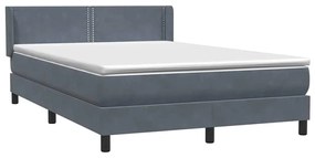 Κρεβάτι Boxspring με Στρώμα Σκούρο Γκρι 160x210 εκ. Βελούδινο - Γκρι