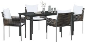 vidaXL Σέτ φαγητού για κήπο 5 pcs Καφέ και Μαύρο Ράτα PE