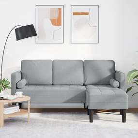 vidaXL Γωνιακός Καναπές 3-Θέσεων Ανοιχτό Γκρι 160 εκ. Υφασμάτινος