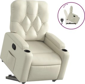 vidaXL Πολυθρόνα Ανακλινόμενη με Ανύψωση Κρεμ από Συνθετικό Δέρμα
