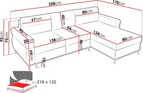 Γωνιακός καναπές Mormi-Mple - 258.00Χ170.00Χ92.00cm