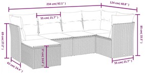 vidaXL Σαλόνι Κήπου Σετ 6 Τεμαχίων Καφέ Συνθετικό Ρατάν με Μαξιλάρια