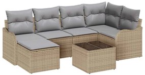 vidaXL Σετ Καναπέ Κήπου 7 pcs μπεζ και ανοιχτό γκρι Πολυ ράταν