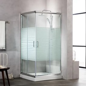 New Tema 100x100x180 Stripes Τετράγωνη Καμπίνα Ντους