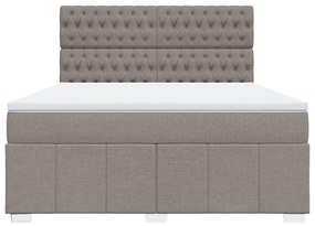 Κρεβάτι Boxspring με Στρώμα Taupe 180x200 εκ. Υφασμάτινο - Μπεζ-Γκρι