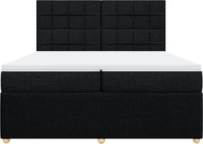 vidaXL Κρεβάτι Boxspring με Στρώμα Μαύρο 200x200 εκ. Υφασμάτινο